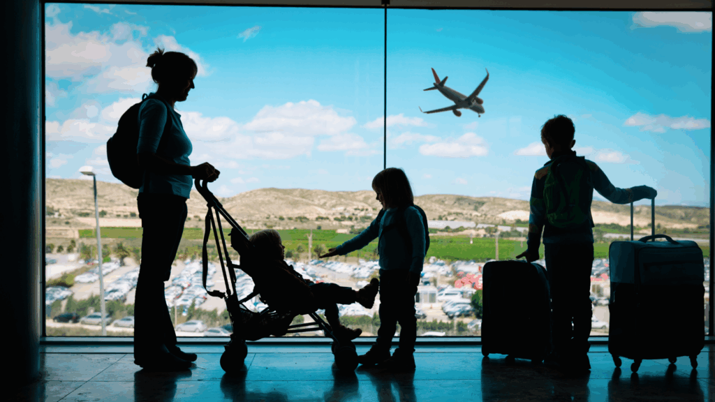 a family in an airport